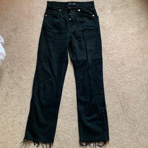 Zara Black Denim Size 0 with Distressed Hem